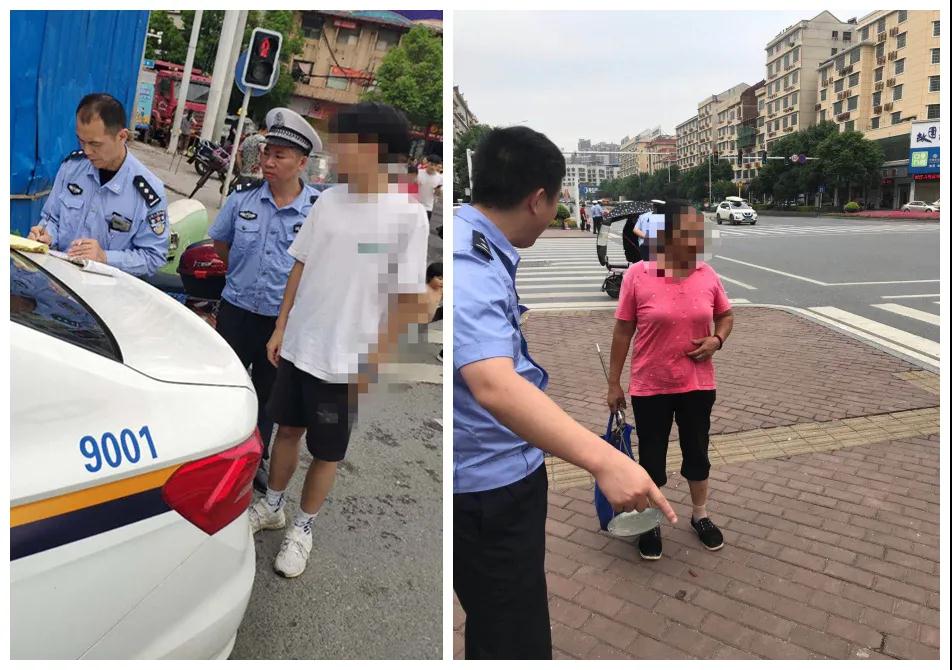 新邵交警规劝与查处行人闯红灯现象(图2)